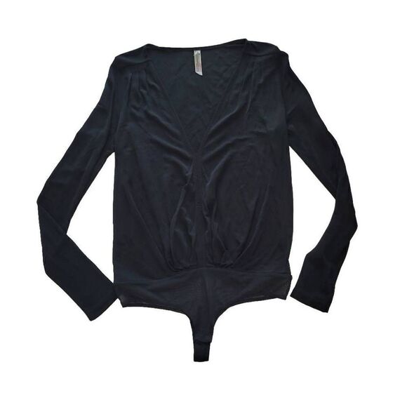 Free people womens Sz S black long sleeve bodysuit blouse - Picture 6 of 6